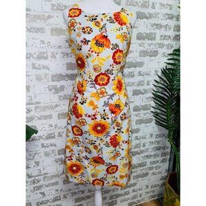 Hanna Andersson Dress Womens Size 10 White Floral Fall Sleeveless Knee Length